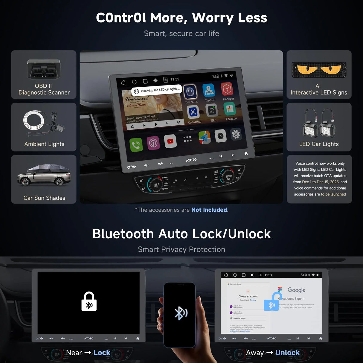 ATOTO S8G1104MS 10" Single Din & Double Din Car Stereo, Floating Display, 4G+32G, 4G LTE, Wireless CarPlay and Android Auto, Dual Bluetooth, AI-Powered, Android Radio