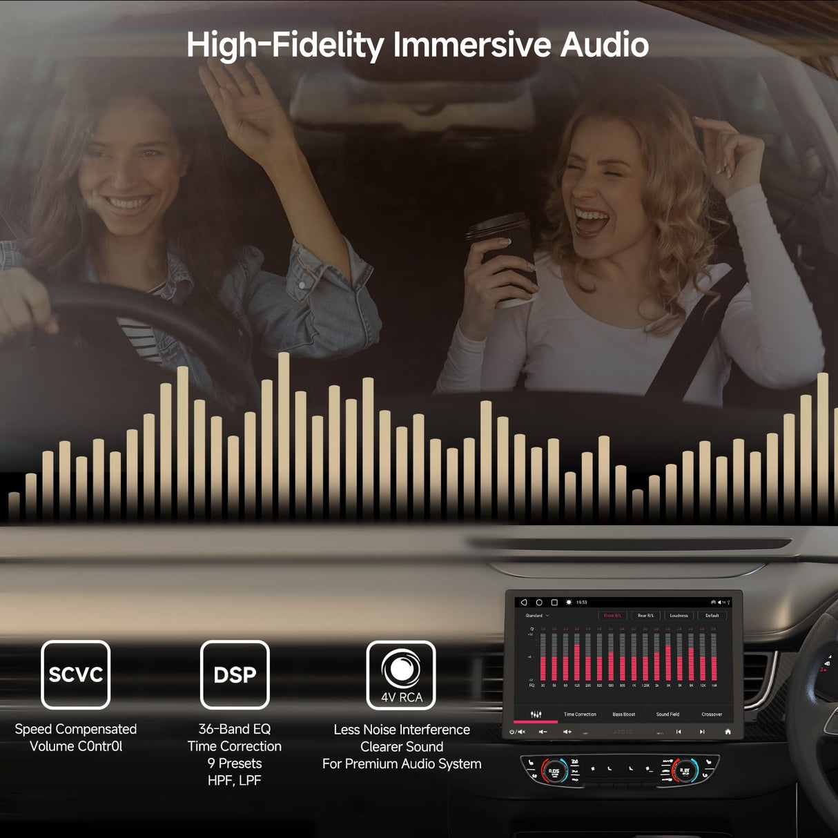 ATOTO 10" S8G1104MS Double-DIN & Single-DIN Adaptive Head Unit with Floating Screen, Android AI-Powered, 4G LTE, Wi-Fi/BT/USB, Wireless CarPlay & Android Auto, 4G+32G, DSP/SCVC/LRV