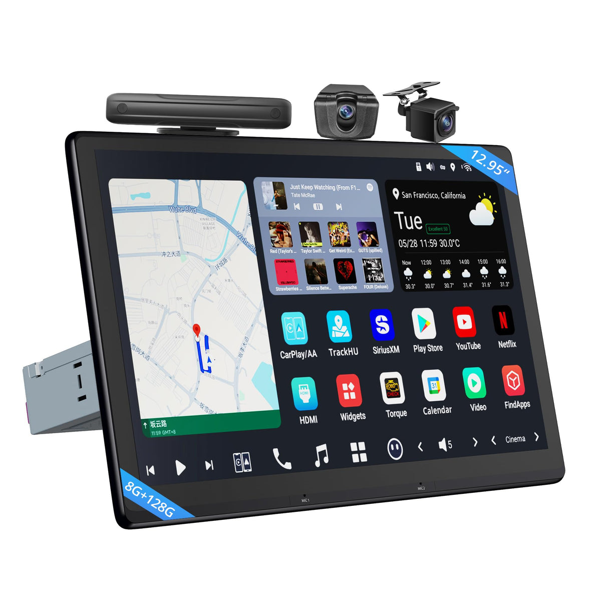 1080P dual dash cam recording on ATOTO X10 Android car stereo