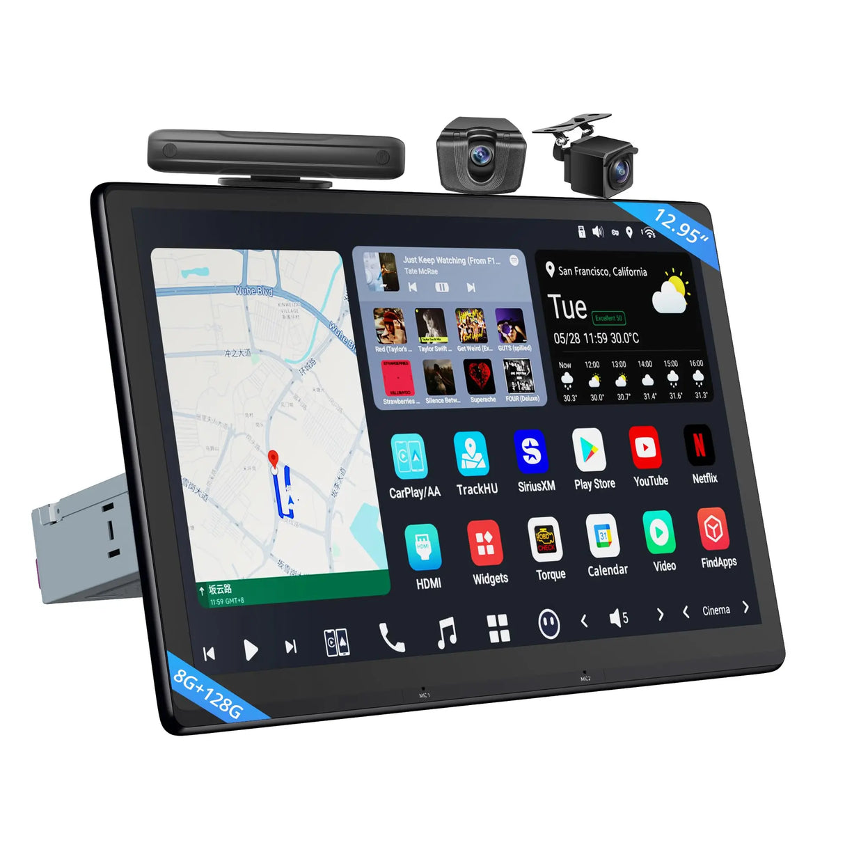 ATOTO A7G211PKL 12.95" QLED Android Double DIN Car Stereo, 8G+128G, Built-in 4G LTE, Wireless CarPlay & Android Auto, DSP, GPS Sat Nav, WiFi/BT, 1080P Camera Input