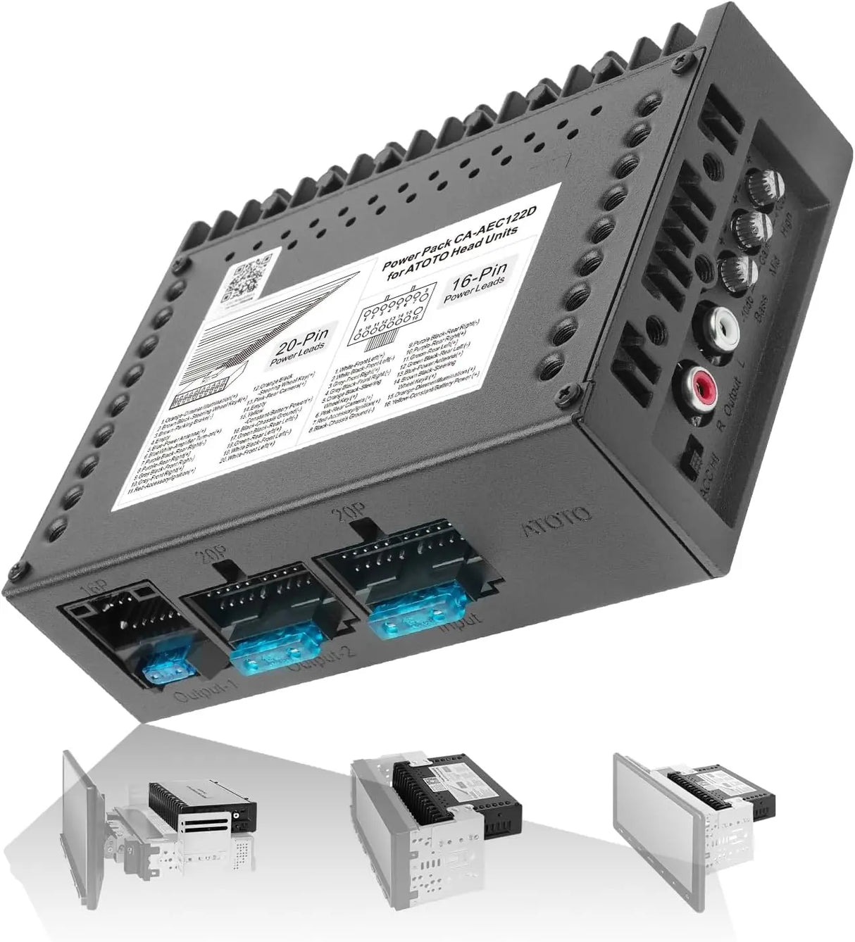 ATOTO CA-AEC122D Car Amplifier, Class D TI TPA3221, 2 Channel, 108dB SNR, Low Distortion, 2/4 Ohm Stable, Supports 7V-30V Input, Only for Selected ATOTO Car Stereos