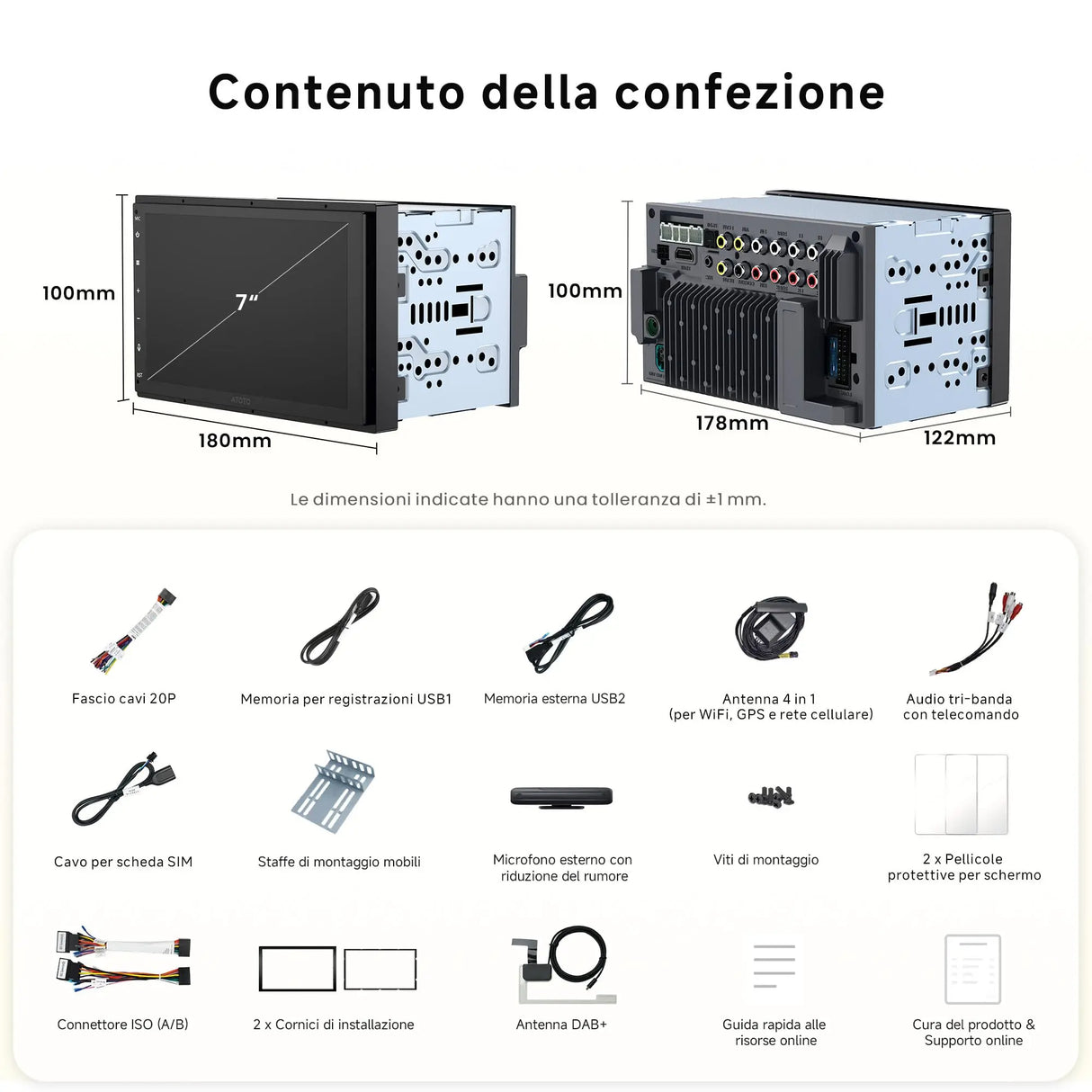 ATOTO X10DG2B7E 7" QLED DAB Autoradio 2 Din Android, 8+128G, Wireless CarPlay & Android Auto, 4G LTE, AI Voice Assistant, GPS Tracking, Dual MIC & Bluetooth, LRV, SVC, 36-Band EQ, HDMI Input