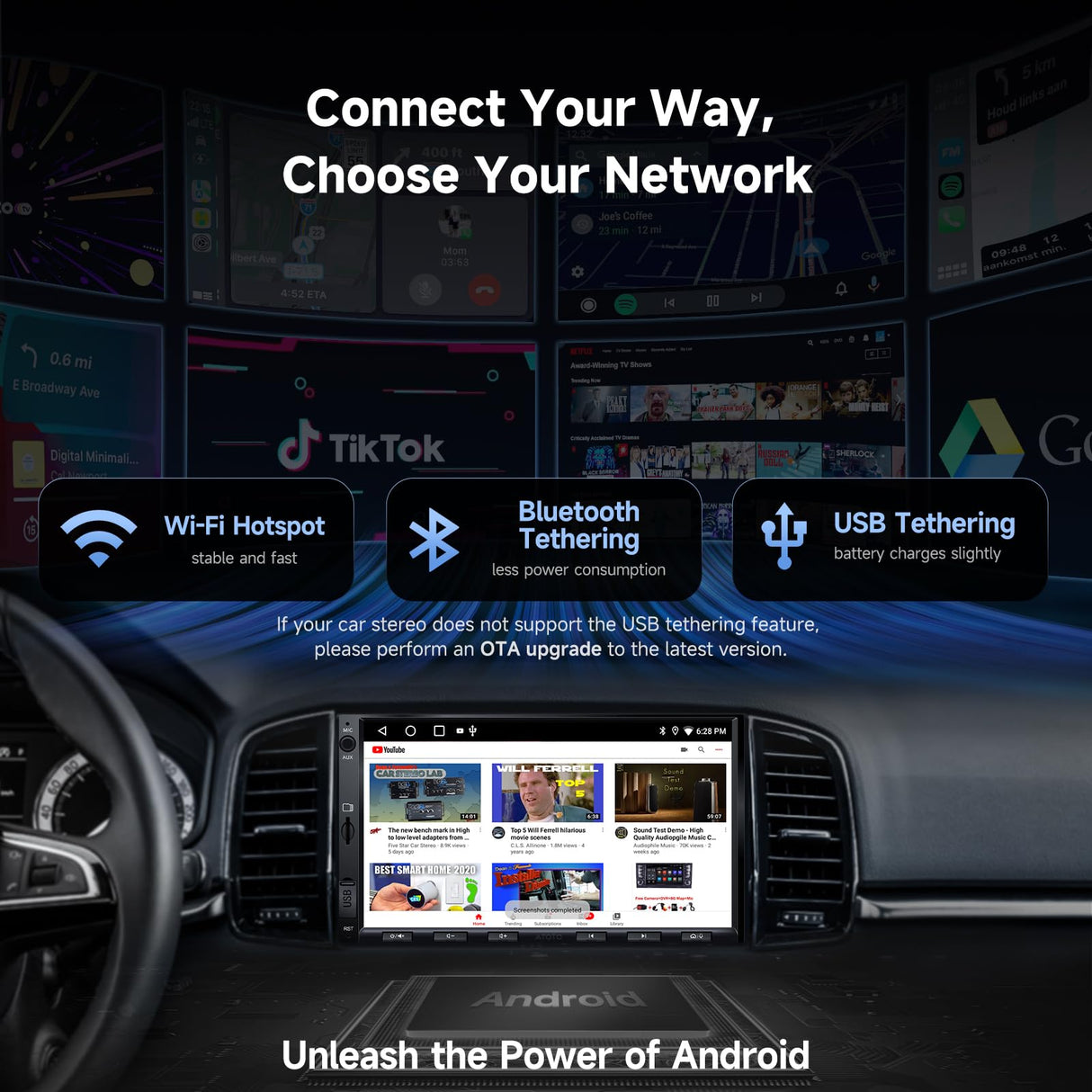 ATOTOZONE A5L 7" 2+32GB Android Double Din Car Stereo, LRV Backup Camera&1080P DVR Dash Cam, Wireless CarPlay/Android Auto, WiFi/BT/USB, 24B EQ&DSP, FM/SWC, MirrorLink, AI Chat, GPS Tracking