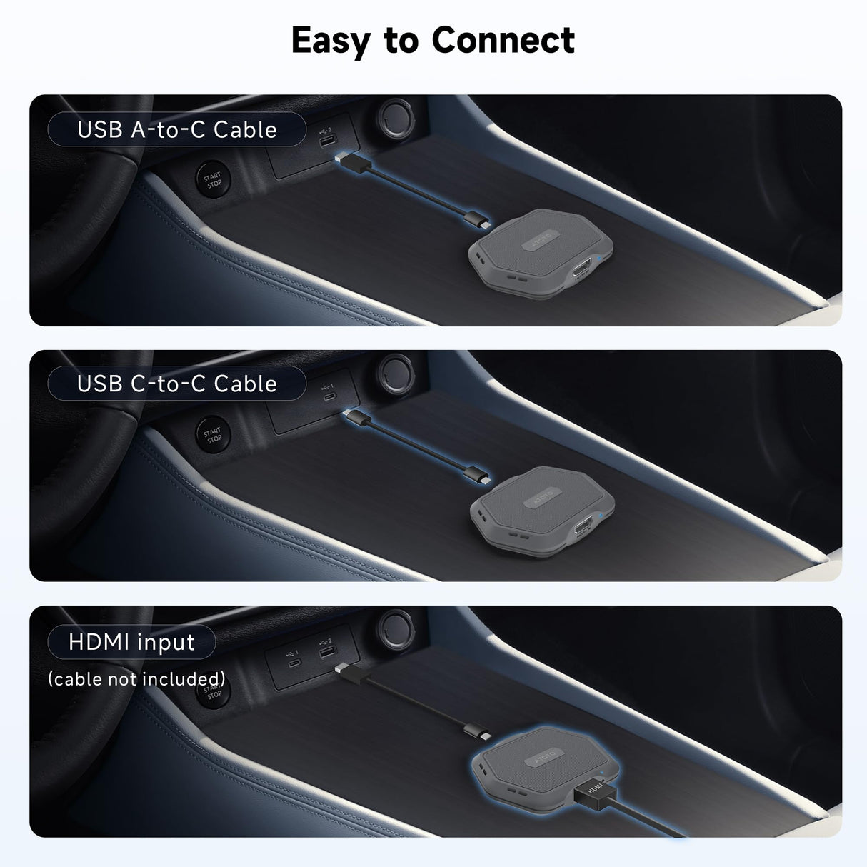 ATOTO AD1 Wireless Apple CarPlay Adapter with HDMI, 2-in-1 Plug & Play Dongle for Wired CarPlay Cars, Bluetooth 5.2, OTA Updates, Supports TV Box/Game Console