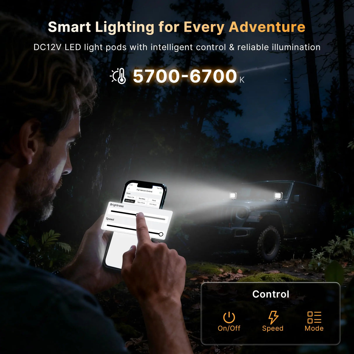 ATOTO AL-4IN6-18W LEAPROCK 4” LED Work Lights 18W Flood Beam, Smart App Controlled Off-Road Driving Lights with CarPlay & Android Auto Support, IP67 Waterproof 6000K White Pods for Truck, ATV, UTV, SUV & Boat (2-Pack)