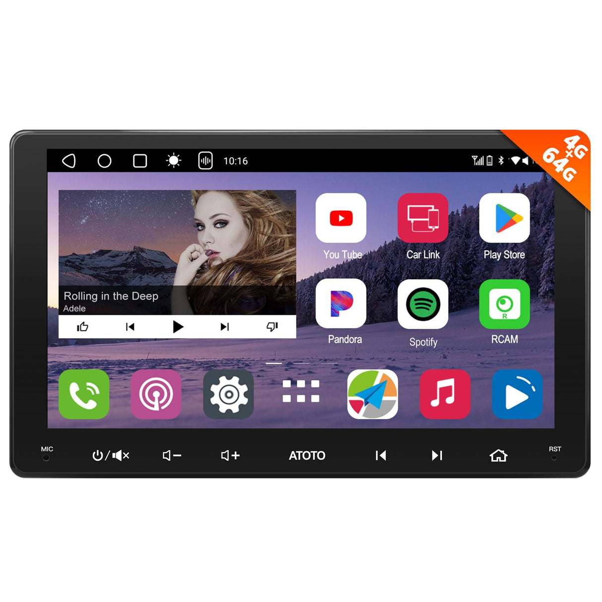 ATOTO A6G209PL 9" Autoradio 2 Din – 4G LTE, QLED Touchscreen 1280×720, 8 Core, 4GB+64GB, CarPlay & Android Auto Wireless, Doppio Bluetooth, MirrorLink, Tethering WiFi/BT/USB, DSP, FM/RDS, GPS