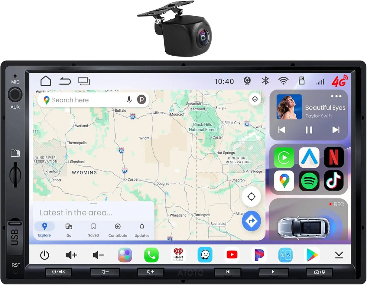 ATOTO S8L 7" Double Din Car Stereo, 4G LTE, Wireless CarPlay & Android Auto