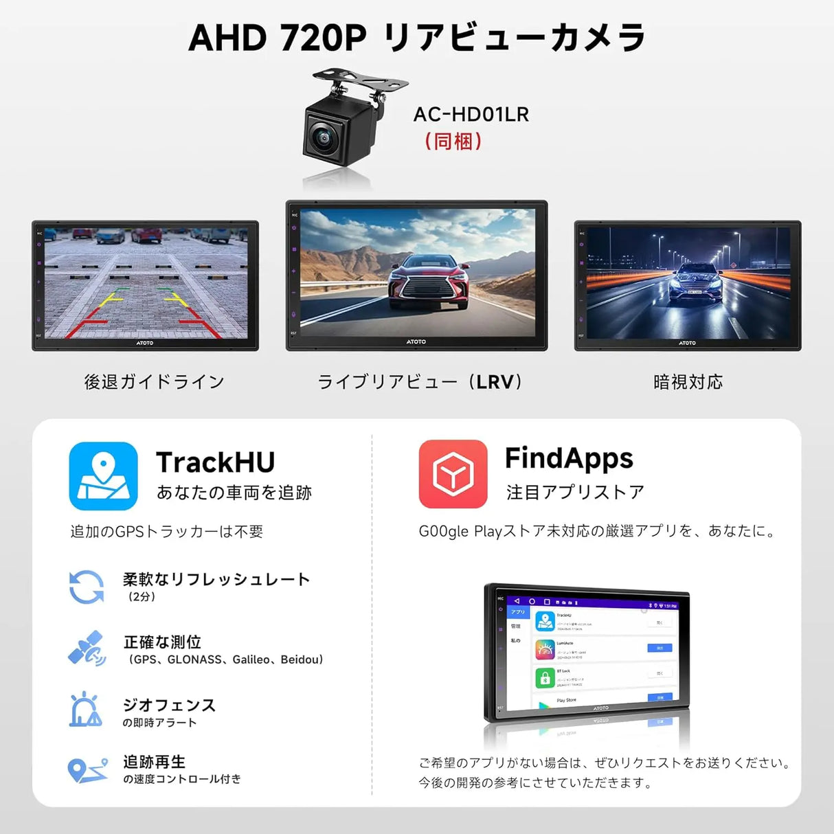 ATOTO A5LG2B7T 7インチ 2Din ディスプレイオーディオバックカメラ付き、ワイヤレスCarPlay&Android Auto、Androidナビ、24バンドEQ DSP内蔵、2G+32G、GPSトラッキング、ミラーリンク、FM/AM、Wi-Fi/Bluetooth、マルチ画面対応