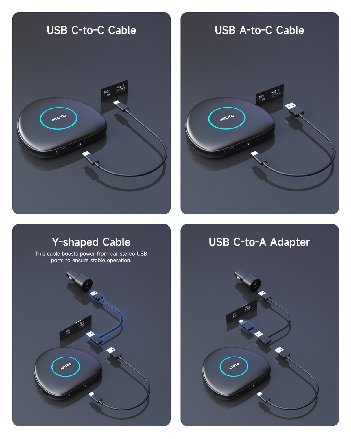 ATOTO CB6C Wireless CarPlay Adapter, CarWave Car Smart Box, Android 13, 4G LTE, 4+64G, GPS Tracking, AI DriveChat, Android Auto, Plug & Play, Black