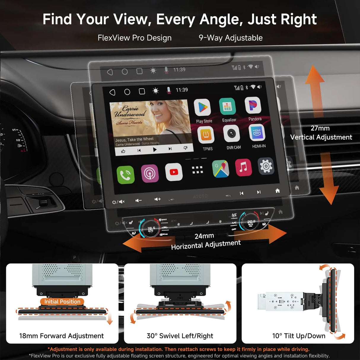 ATOTO S8G1109UN 10.1" Single & Double Din Head Unit with Floating QLED Display, 6+128GB Wireless CarPlay & Android Auto, 4G Built-in, Dual Bluetooth, DSP & ChatGPT