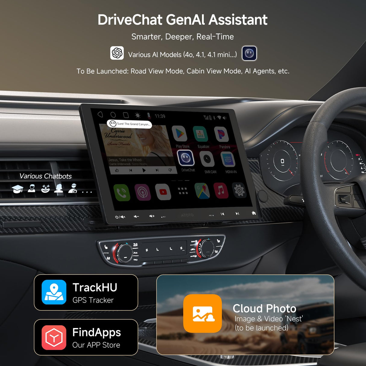 ATOTO S8G1104MS 10.1" Floating Screen Android Head Unit, Single-DIN & Double-DIN Car Stereo, 4G+32G, 4G LTE, Wireless CarPlay & Android Auto, ChatGPT AI, Dual Bluetooth, SCVC/LRV, 36-Band EQ & DSP