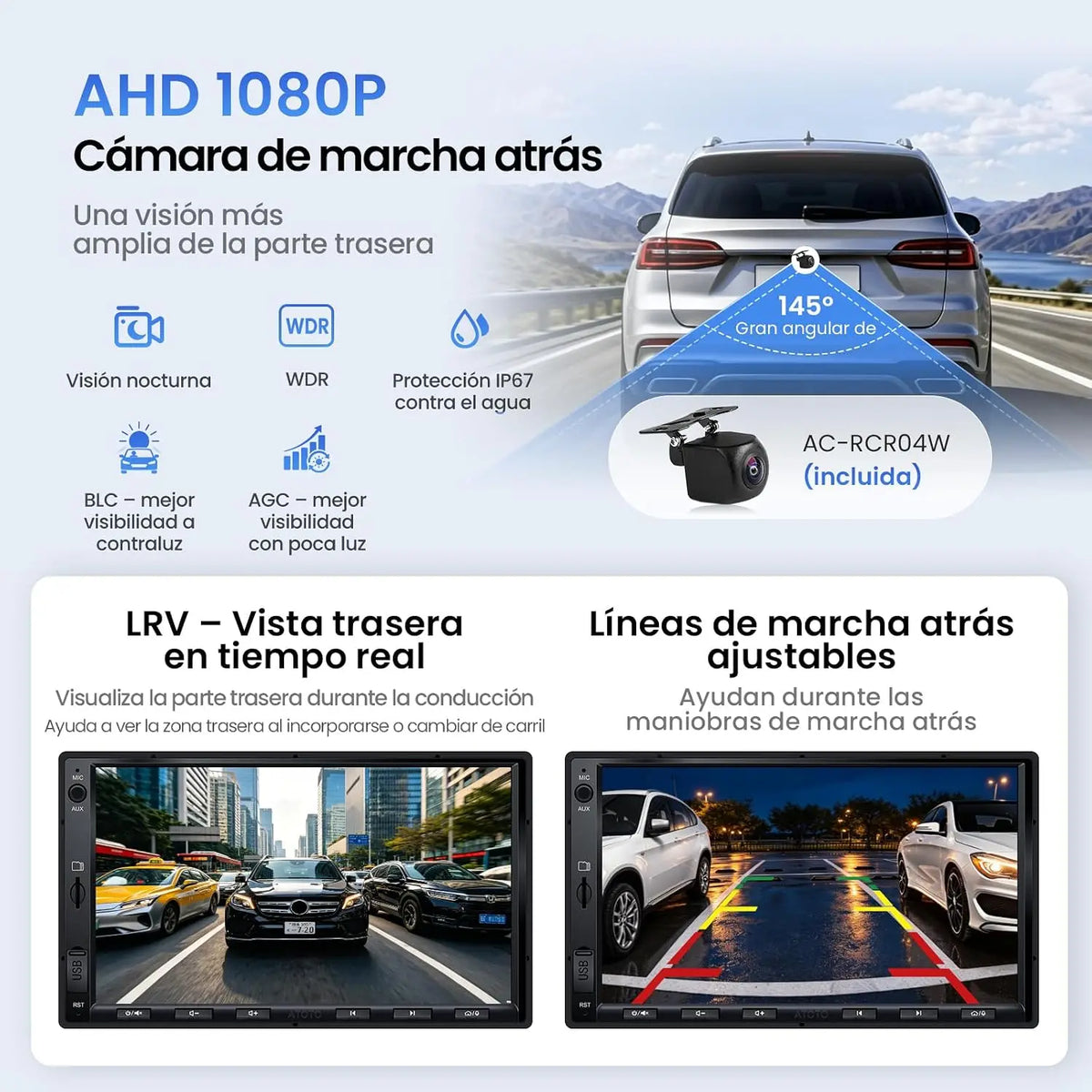 ATOTO S8L 7" AI Android Radio 2 DIN, 4G SIM, 4G+64G, con Cámara Trasera