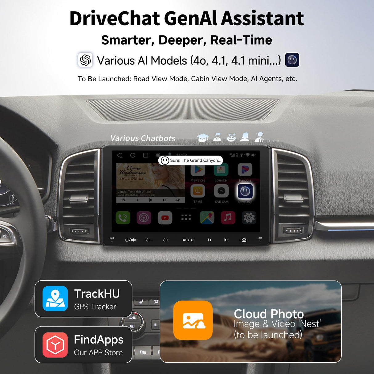 ATOTO S8G2094MS 9" QLED 8-Core Double Din Android Car Stereo with 1080P Front Camera, 4G+32G, Wireless CarPlay & Android Auto, Built-in 4G, Dual Bluetooth, DSP & SCVC, AI Chat