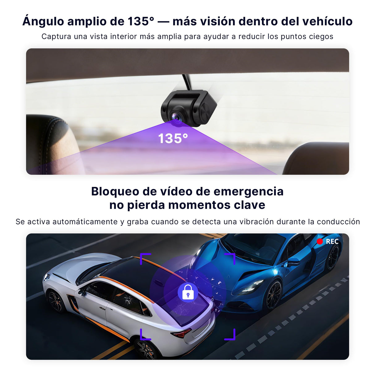 ATOTO AC-HN9CBV2 Cámara Interior Frontal AHD 1080p 30fps, Visión Nocturna Starlight, Gran Angular 135°, Bucle, Parking Mode, Compatible Solo Serie V10