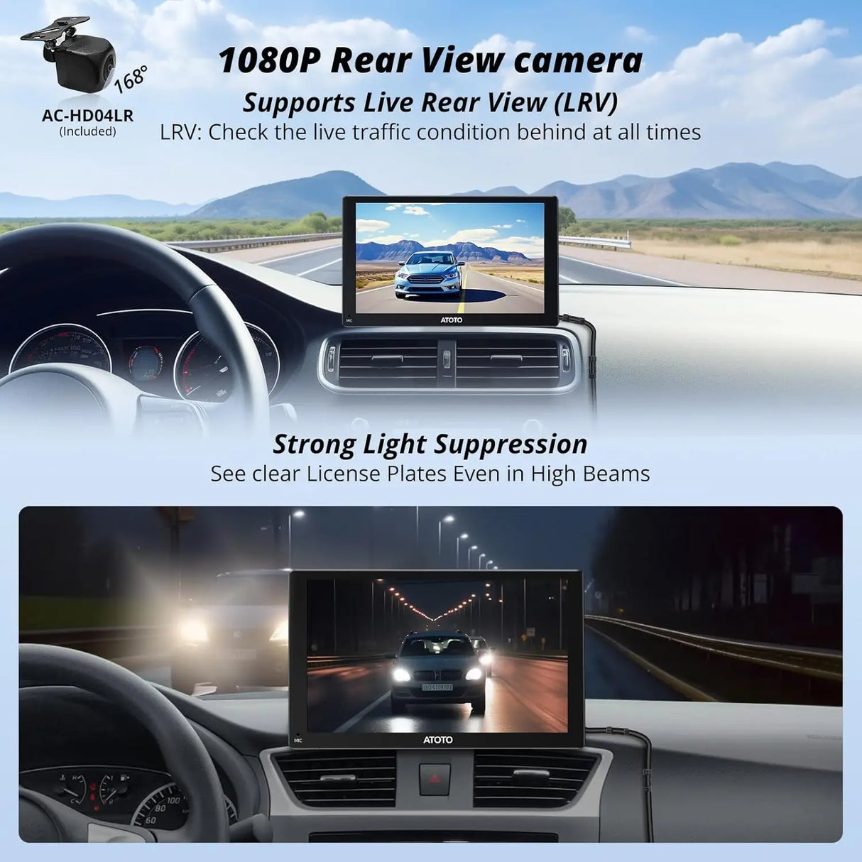 ATOTO P509SD 9″ QLED Portable CarPlay Screen with 1080P Backup Camera & Remote Control, Wireless CarPlay & Android Auto, GPS Navigation, MirrorLink & AUX/FM Output