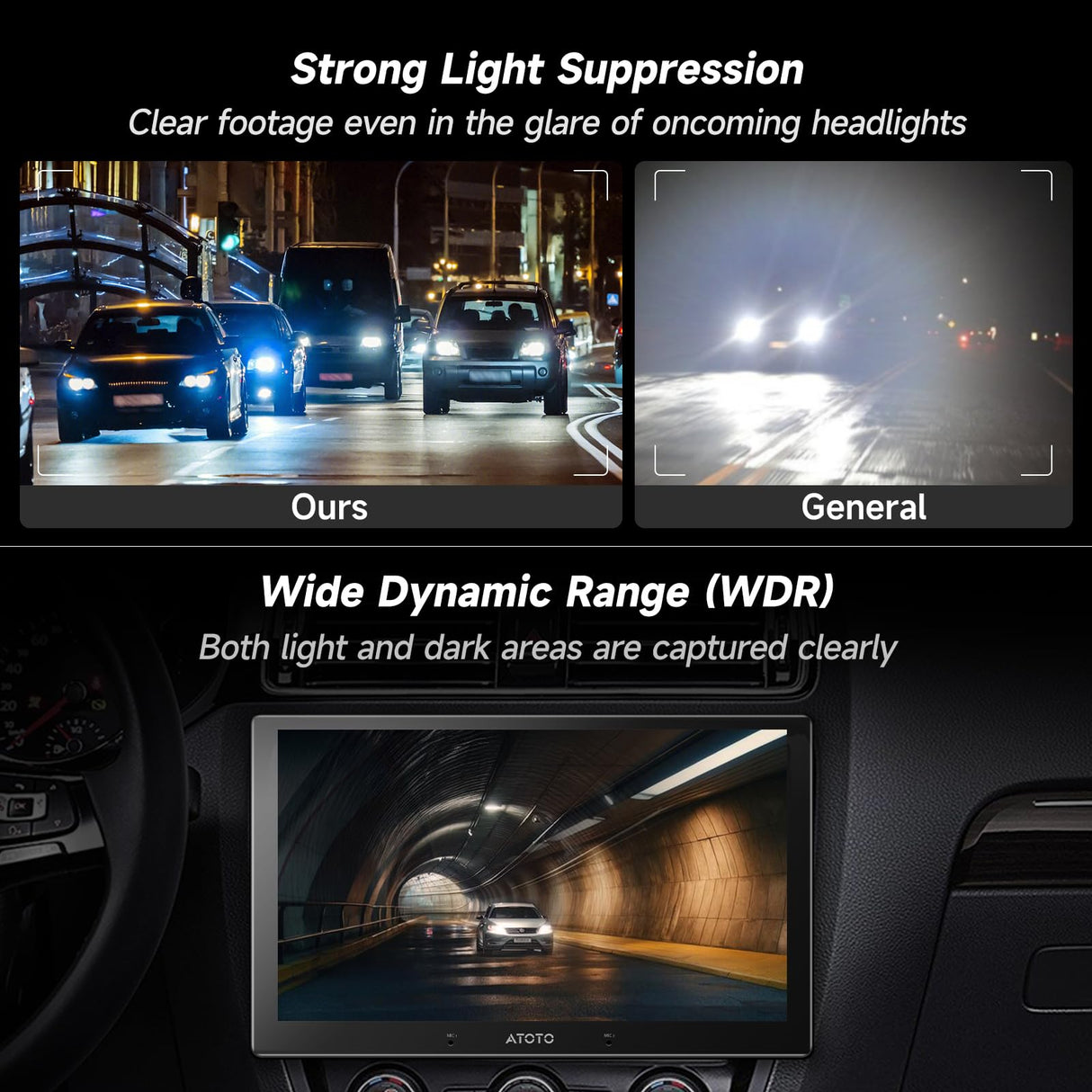 ATOTO AC-FHD02LR 1080P Reverse Camera with Recording, Strong Light Suppression, WDR, GPS Track Playback, 140º Wide Angle, Night Vision, IP67 Waterproof, Loop Recording, LRV, for X10 Series Only