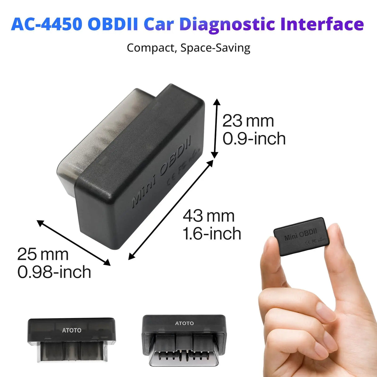 ATOTO AC-4450 Bluetooth OBD2 Scanner, Car Diagnostic Tool & Engine Fault Code Reader, Torque App Compatible, Works with All ATOTO Android Stereos