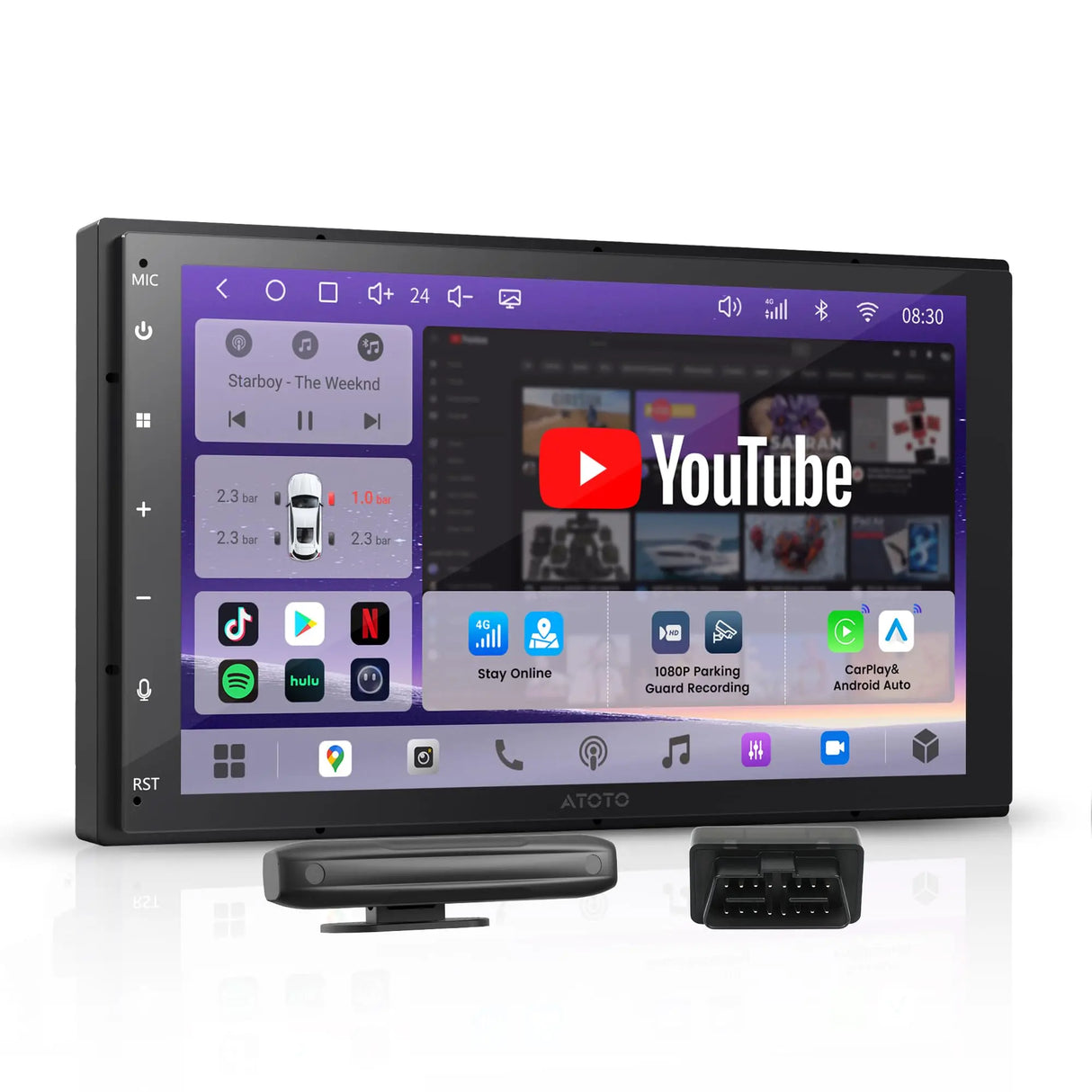 ATOTO A7G2B7PKL-S04 7" Android Double DIN Car Stereo with OBD2 Scanner, 8-Core 4G+64G, Built-in 4G LTE, Wireless CarPlay & Android Auto, QLED Touchscreen, Hi-Fi DSP 4V Pre-Out, GPS Tracking