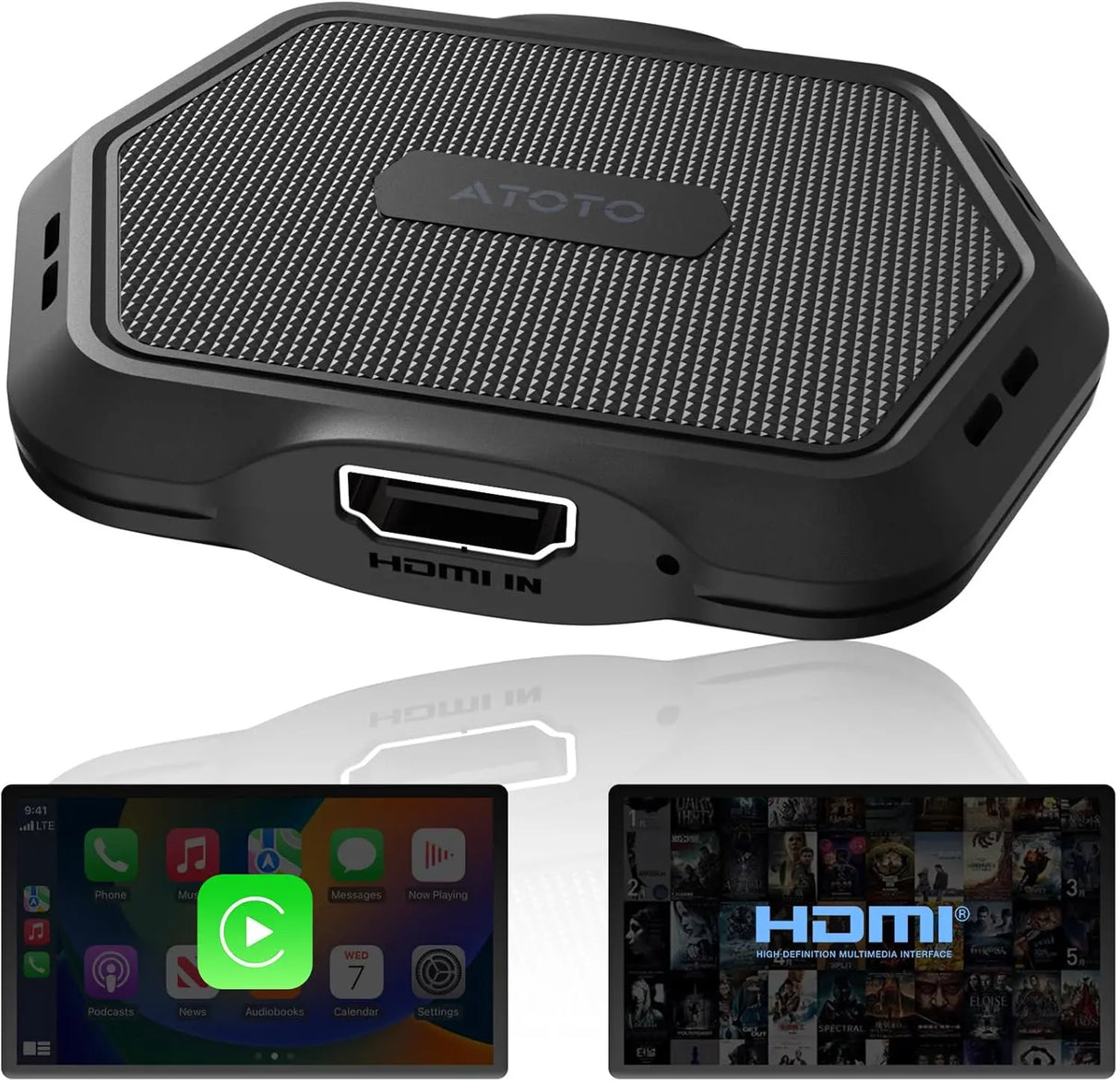 ATOTO AD1-BK Wireless CarPlay Adapter for iPhone - Convert Wired to Wireless CarPlay, Plug & Play, HDMI Hub for TV/DVD, OTA Updates