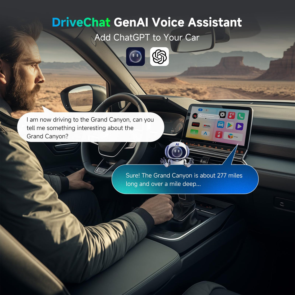 ATOTO CB4DT Wireless CarPlay Adapter, AI Box Android Auto 5-in-1 Video Box with YouTube, HDMI Output, Dual Bluetooth/WiFi, 4GB+32GB (Up to 256GB), DriveChat, Plug & Play, Stable Low-Latency Connection