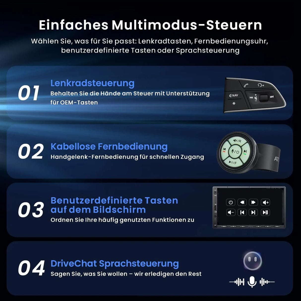 ATOTOZONE X10G2A7E 7-Zoll Button Android In-Dash Navigation, 8+128G Doppel-DIN Radio, ChatGPT KI, 4G LTE, Kabelloses CarPlay & Android Auto, Dual-Phone & Bluetooth