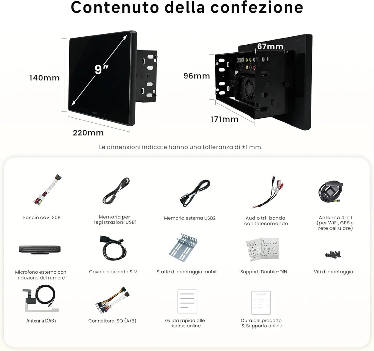 ATOTO X10DG209E Autoradio 2 DIN 9" QLED DAB, 8+128G, CarPlay Wireless, Android Auto Wireless, 4G LTE, Assistente Vocale AI, Tracciamento GPS, Doppio Microfono & Bluetooth, LRV, 36B-EQ, Ingresso HDMI