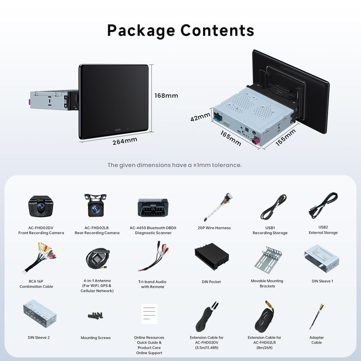 ATOTO X10G110E 10.1" Single & Double Din Radio 8-Core Android 13 with 1080P Dash Cam Front & Rear, OBD2 Scanner 5-in-1, Wireless CarPlay & Android Auto, 8+128G Floating QLED Touchscreen, ChatGPT AI