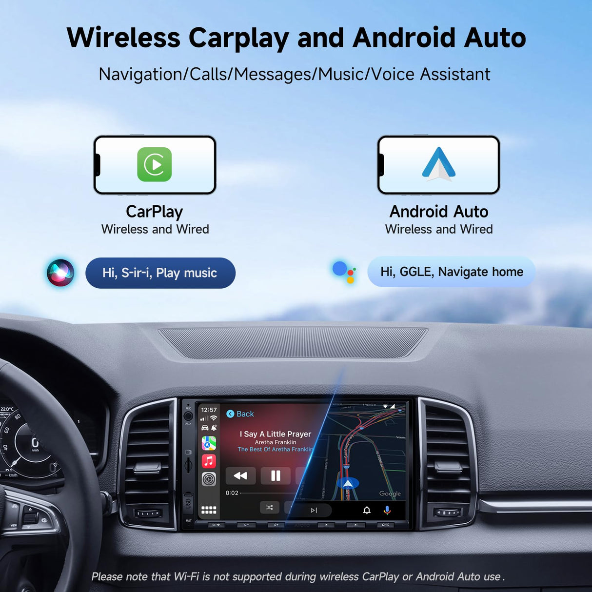 ATOTOZONE A5L 7" 2+32GB Android Double Din Car Stereo, LRV Backup Camera&1080P DVR Dash Cam, Wireless CarPlay/Android Auto, WiFi/BT/USB, 24B EQ&DSP, FM/SWC, MirrorLink, AI Chat, GPS Tracking