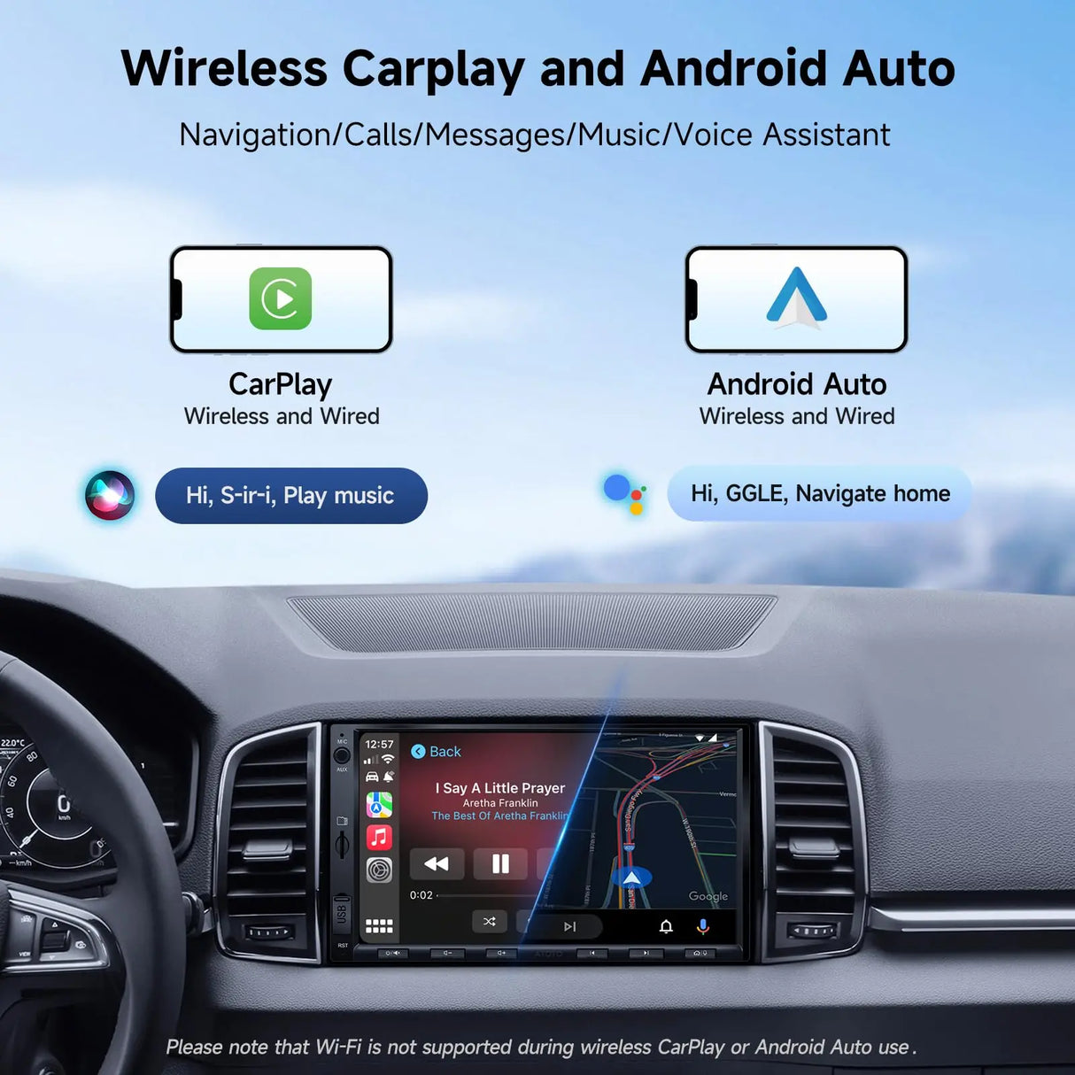 ATOTO A5LG2A7T 7" Double Din Car Stereo, Dash and Backup Camera, Wireless CarPlay and Android Auto, 2G+32G Touchscreen, WiFi and Bluetooth Tethering, 48-Band EQ DSP, Bluetooth, FM, USB, TF