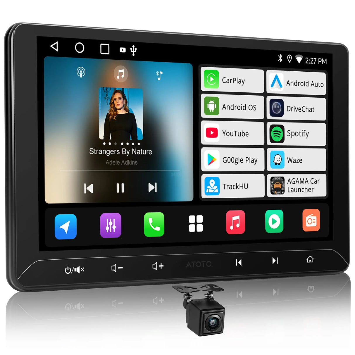 ATOTO A5LG211T 10.1" Android Double DIN Car Stereo with AHD Backup Camera, Wireless CarPlay & Android Auto Touchscreen, WiFi/BT/USB Tethering, 24-Band EQ DSP & Amp, MirrorLink, 2G+32G