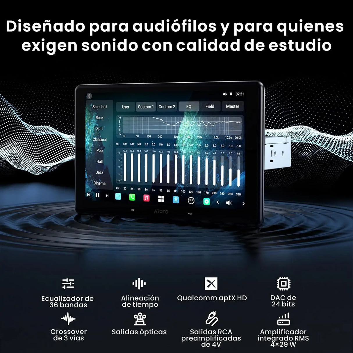 ATOTO X10G110E Radio 1 DIN Android 10" QLED, 8GB+128GB, Pantalla Flotante, CarPlay y Android Auto Inalámbricos, 4G LTE, Doble Teléfono, 2 Bluetooth, 36B-EQ, SCVC