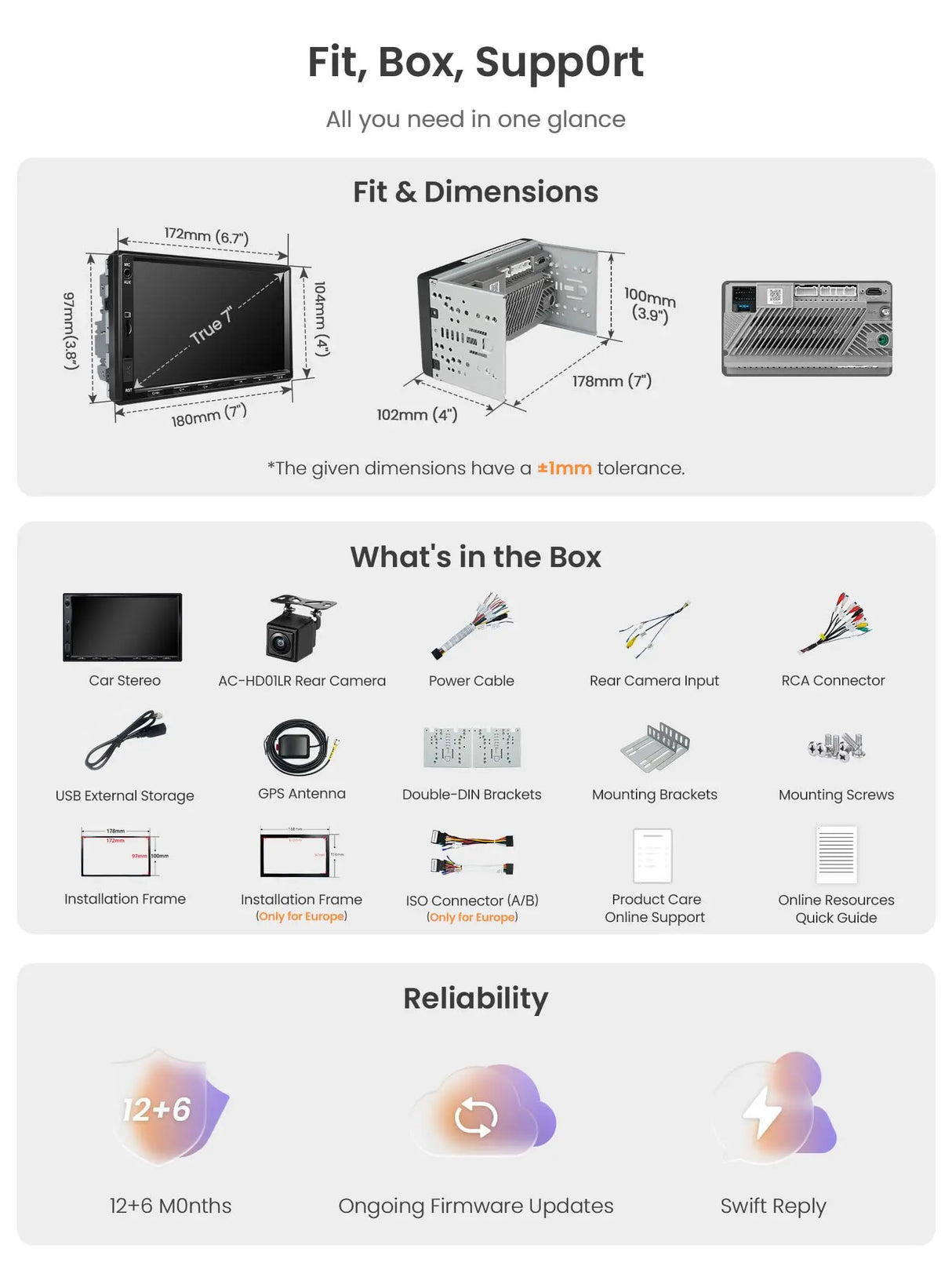ATOTOZONE A5L Android Autoradio Doppel Din Radio, 7" Digital Media-Receiver, Wireless CarPlay/Android Auto, WiFi/BT Tethering, Rückfahrkamera,Bluetooth, MirrorLink,2G+32G, 48-B EQ DSP,FM/AUX