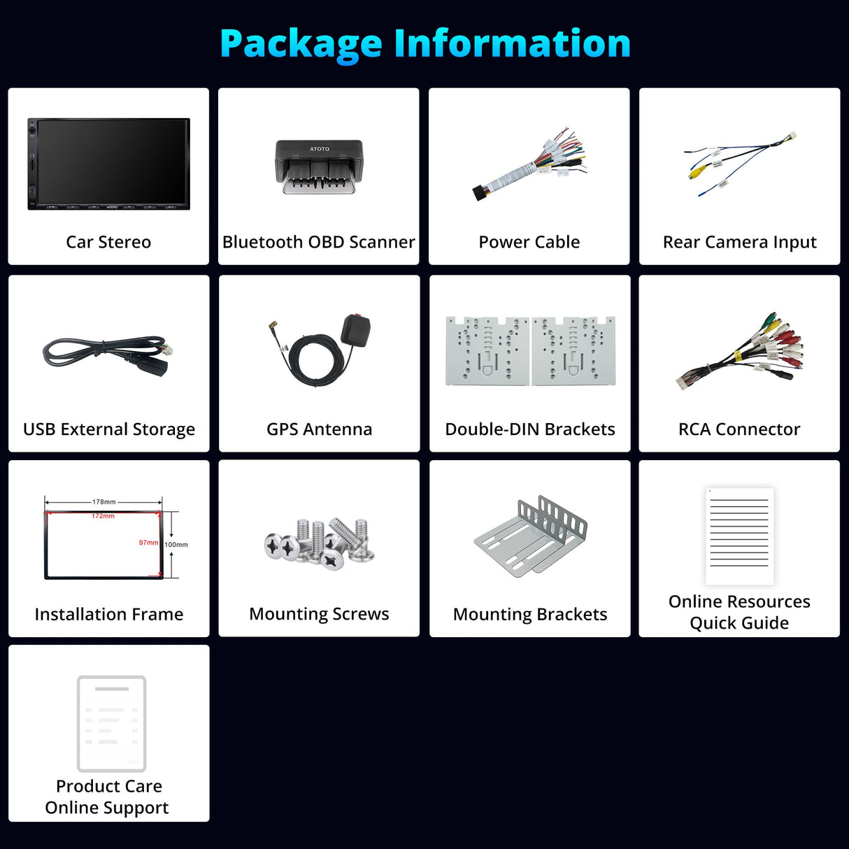 ATOTO A5LG2A7T 7" Android Double Din Car Stereo with OBD II, Touchscreen, Wireless Carplay Android Auto, 24-B EQ DSP, WiFi/BT Tethering, GPS Tracker, 2G+32G