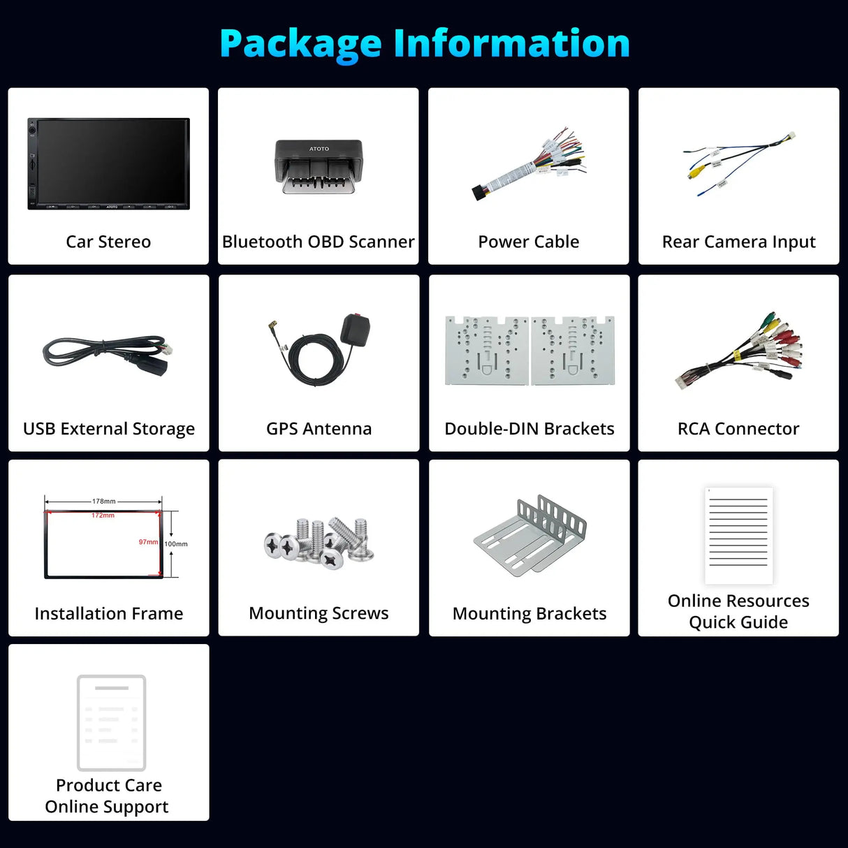 ATOTOEXCEL A5L Android Double DIN Car Stereo with OBD II, 7 inch 1280 x720 IPS Touchscreen, 2G+32G, Wireless Carplay Android Auto Double DIN Radio, 24-B EQ DSP, GPS Tracker, Bluetooth,FM/AM