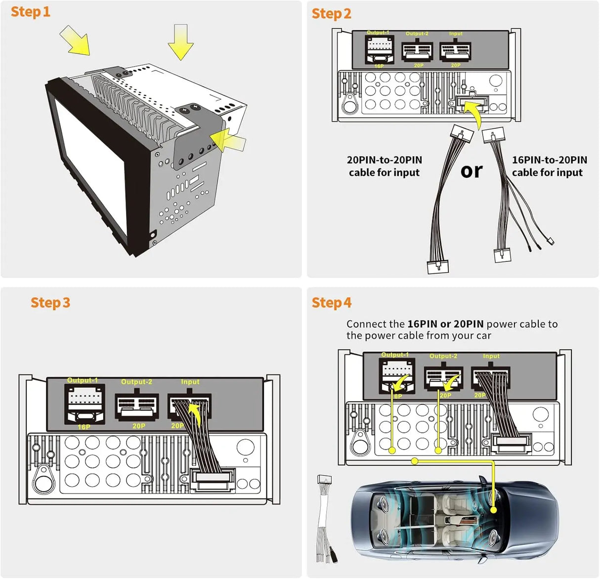 ATOTO CA-AEC01 Car Amplifier, 4 Channel, 400W Max Power, Class A/B, 2/4 Ohm Stable, Only Compatible with Selected ATOTO Car Stereos