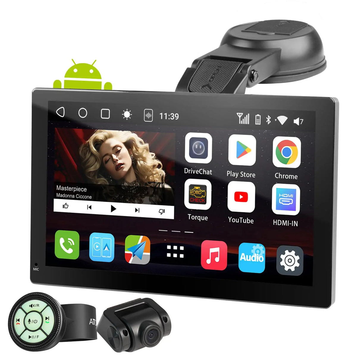 ATOTO P9 9インチポータブルナビ リアカメラ付き、4G LTE対応、ワイヤレスAndroid Auto/CarPlay、4G+32G、1280×720 QLEDディスプレイ、Bluetooth、GPS、HDMI、4音声出力