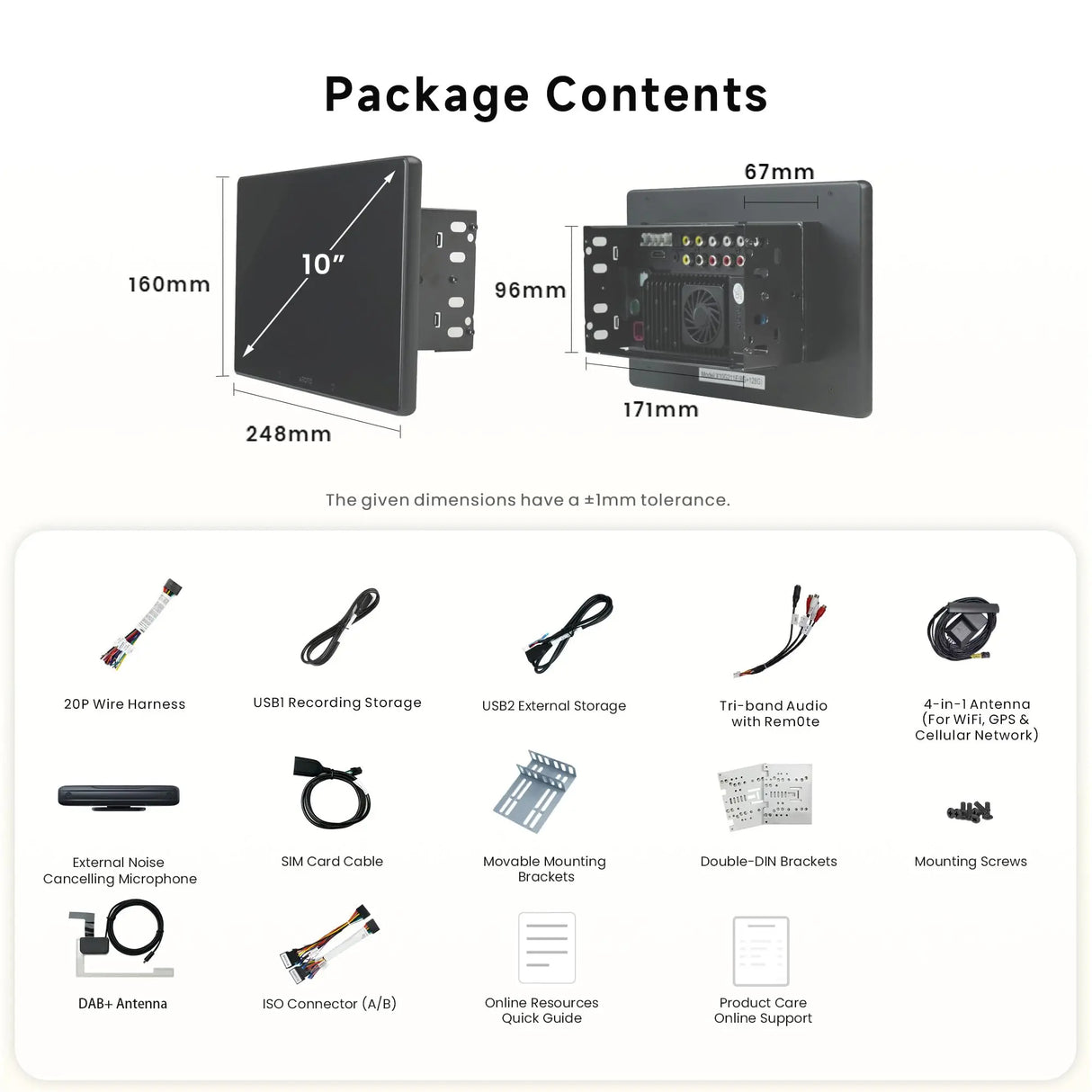 ATOTO X10DG211E 10.1" QLED Double Din Car Stereo, DAB+, Wireless CarPlay & Android Auto, 8+128G, 4G LTE, AI Voice Assistant, GPS Tracking, Dual Camera Inputs, Mic & Bluetooth, LRV, SVC, 36-Band EQ