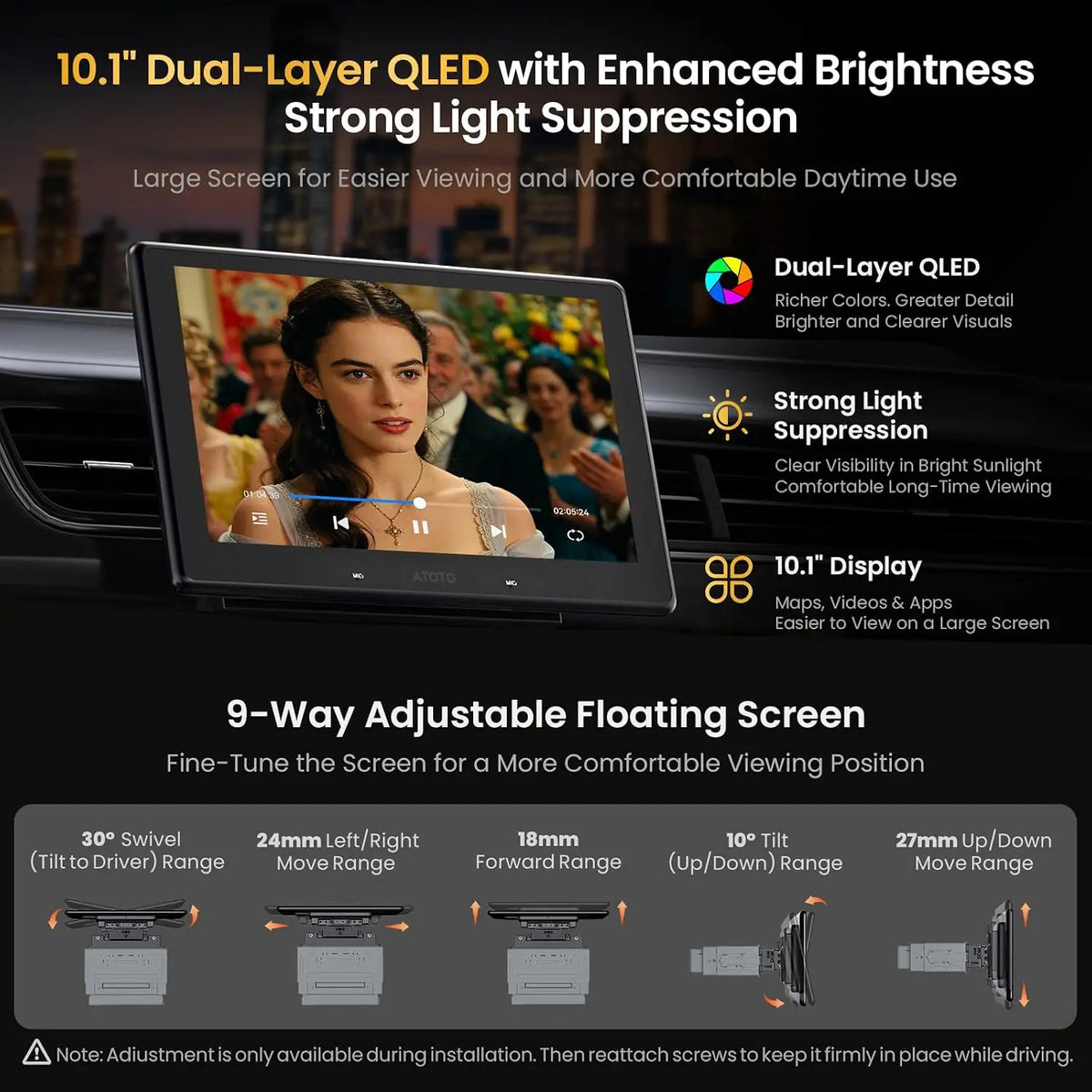 ATOTO V10 10.1" Android Single Din&Double Din Car Stereo, 6+128GB, 4G LTE