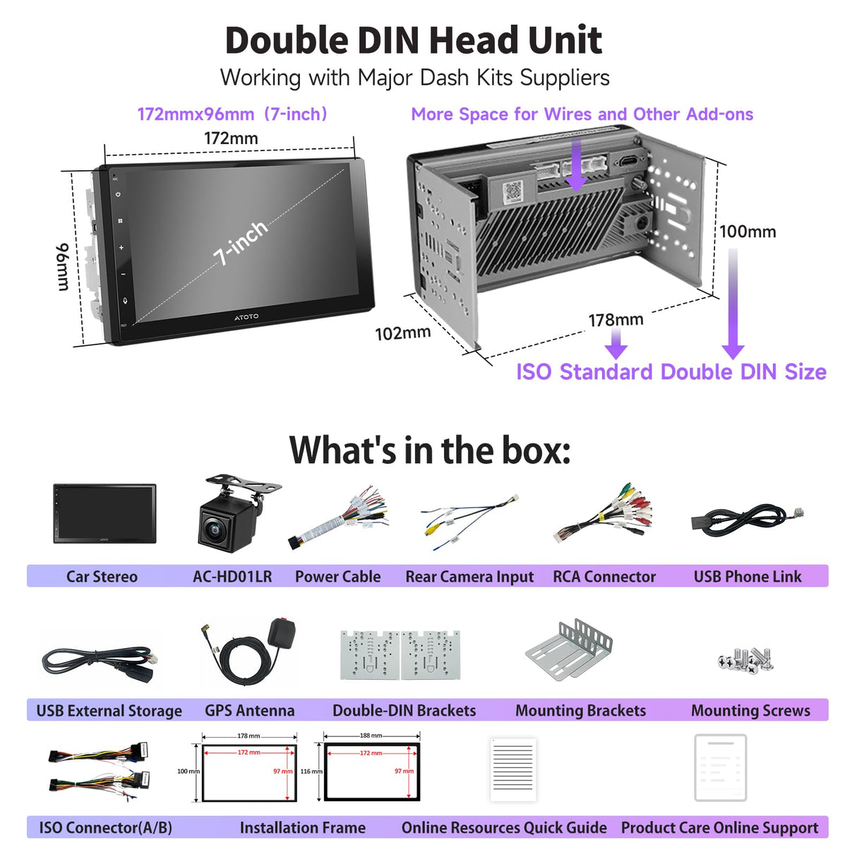 ATOTO A5LG2B7T 7" Double-DIN Android Head Unit with Wireless CarPlay & Android Auto, ChatGPT-AI, GPS, WiFi/BT/USB, 24-EQ DSP, 4x45 AMP