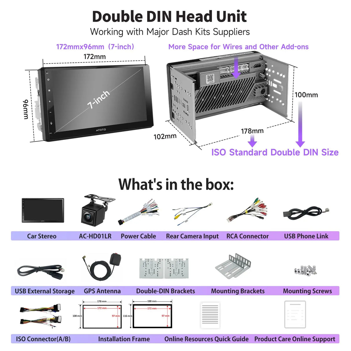 ATOTO A5LG2B7T 7" Double-DIN Android Head Unit with Wireless CarPlay & Android Auto, ChatGPT-AI, GPS, WiFi/BT/USB, 24-EQ DSP, 4x45 AMP