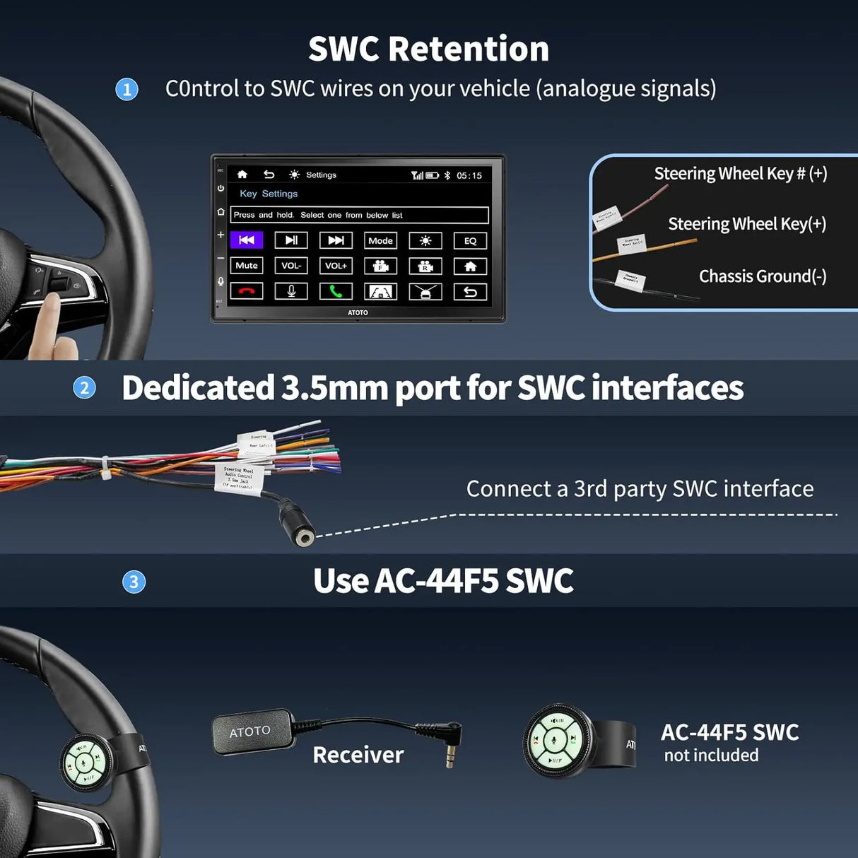 ATOTO F7G2B7WE 7" Double Din Car Stereo, HD LRV Camera, Full Touchscreen, Wireless CarPlay and Android Auto, Bluetooth 5.3, GPS, FM/AM/AUX, 4.1 Channel Audio Out, Screen Mirroring
