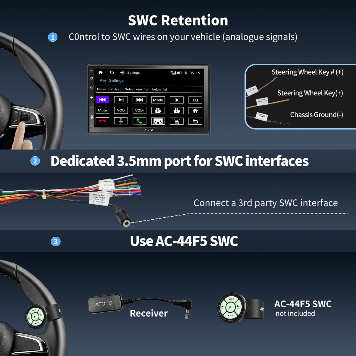 ATOTO F7G2B7WE 7" Double Din Car Stereo, HD LRV Camera, Full Touchscreen, Wireless CarPlay and Android Auto, Bluetooth 5.3, GPS, FM/AM/AUX, 4.1 Channel Audio Out, Screen Mirroring