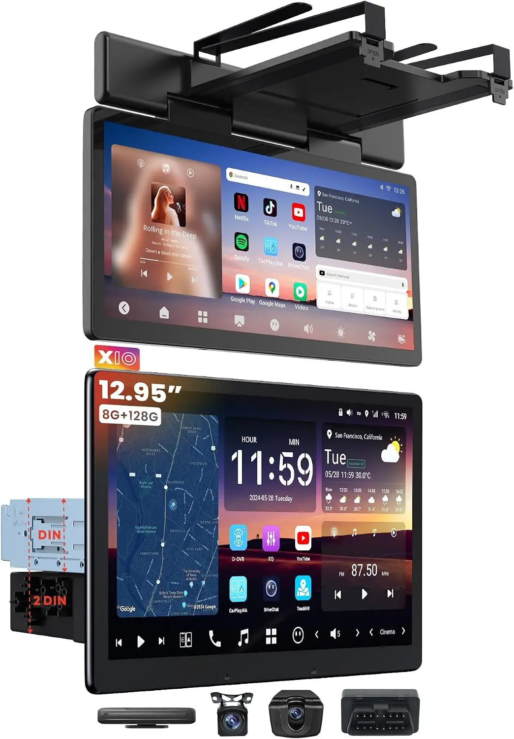 ATOTO X10G129ESM-R3S 12.95" AI ScenePilot Android Car Stereo with Second Touchscreen & Dash Cam