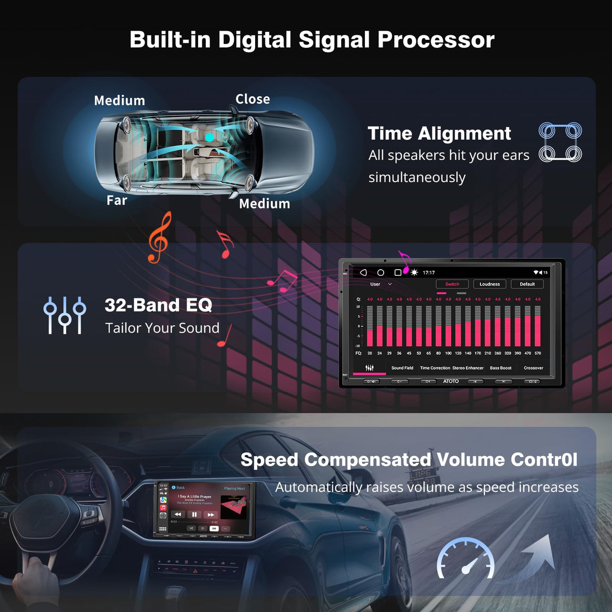 ATOTO S8G2A79UN 7" QLED Double Din Car Stereo with 1080P Front & Backup Camera Input, 6+128G, Wireless CarPlay & Android Auto, Built-in 4G LTE/Wi-Fi/Dual Bluetooth, DSP, AMP, SUB, GPS