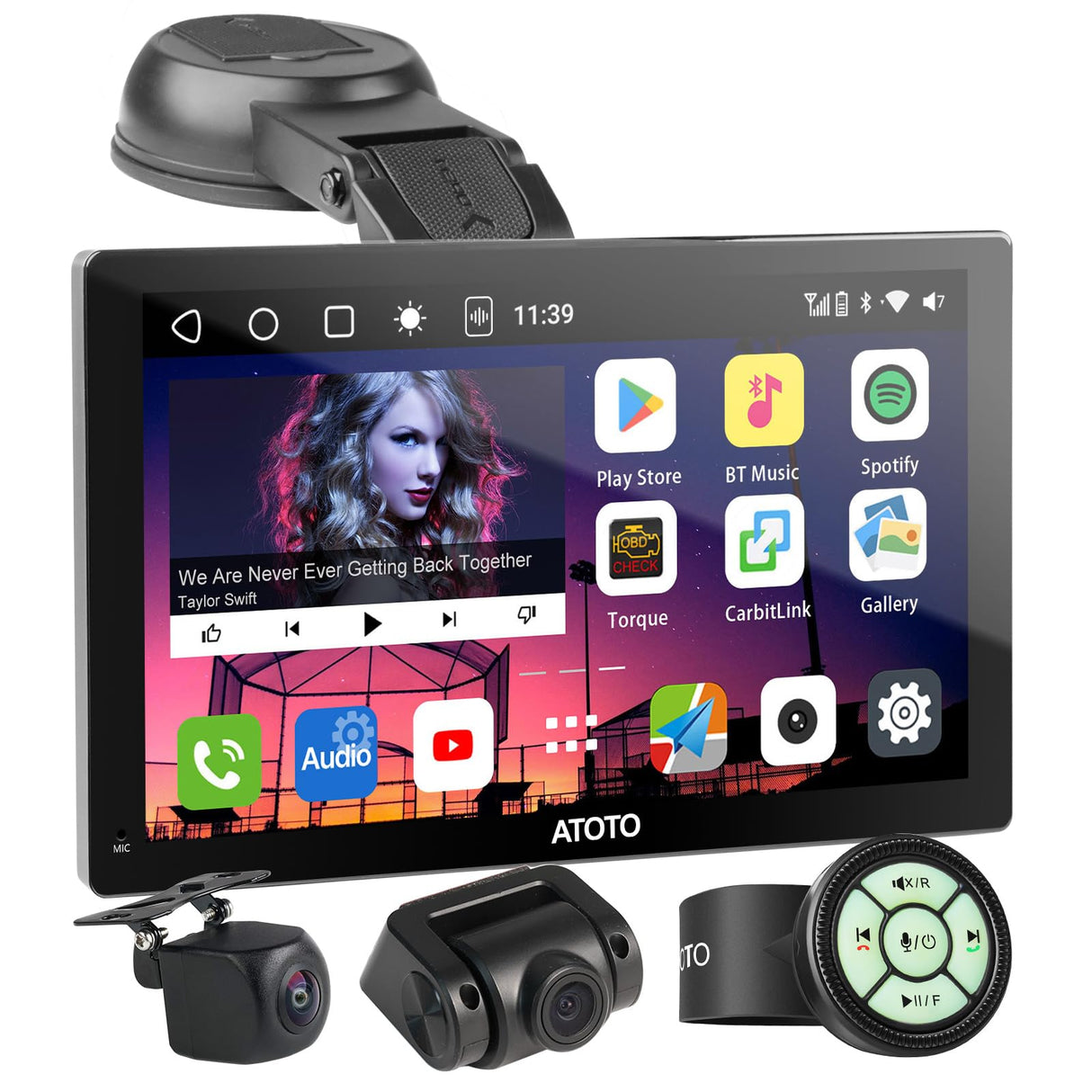 atoto p9 portable car stereo with 1080P Front & Rear Cameras