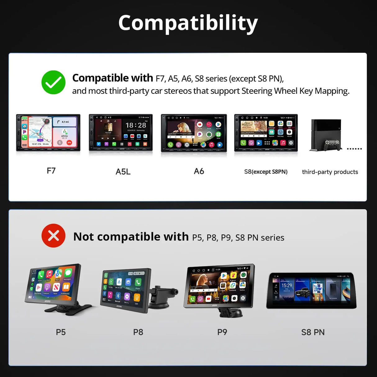 ATOTO AC-44F8 Universal Steering Wheel Remote Control with Custom Key Mapping & Luminous Buttons