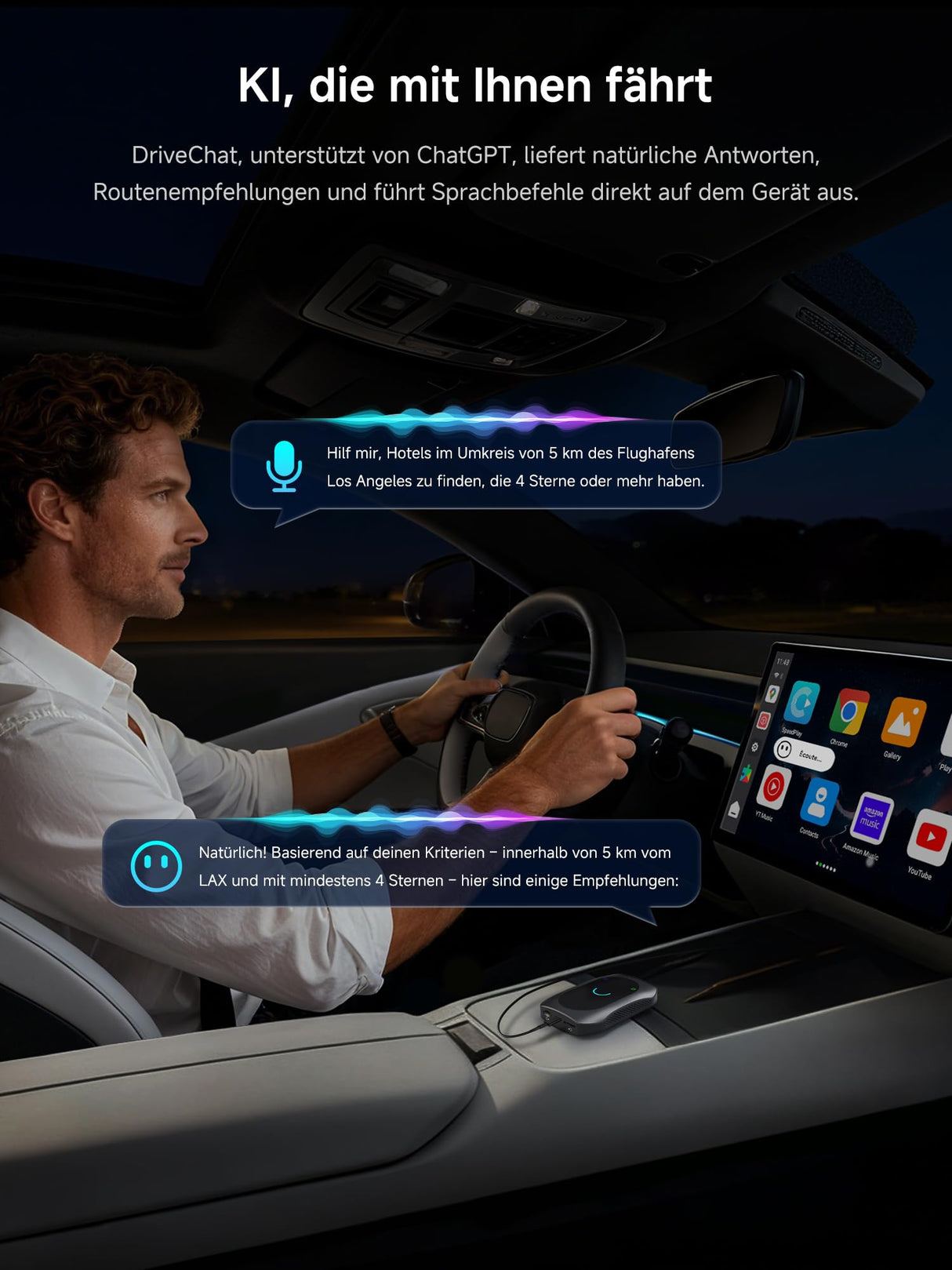 ATOTO CB7SBX Adaptateur CarPlay sans fil Android Auto AI Box, HDMI In/Out, Android 4Go+64Go, 4G LTE, Double Bluetooth, DriveChat AI, Netflix YouTube TikTok