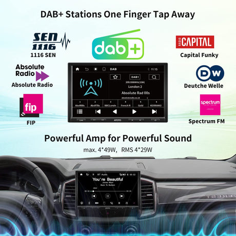 ATOTO F7G110XED 10" Single Din & Double Din Head Unit with Built-in DAB+, Wireless CarPlay & Android Auto, QLED Touchscreen, Bluetooth, HD LRV, MirrorLink, Quick Charge, USB/SD