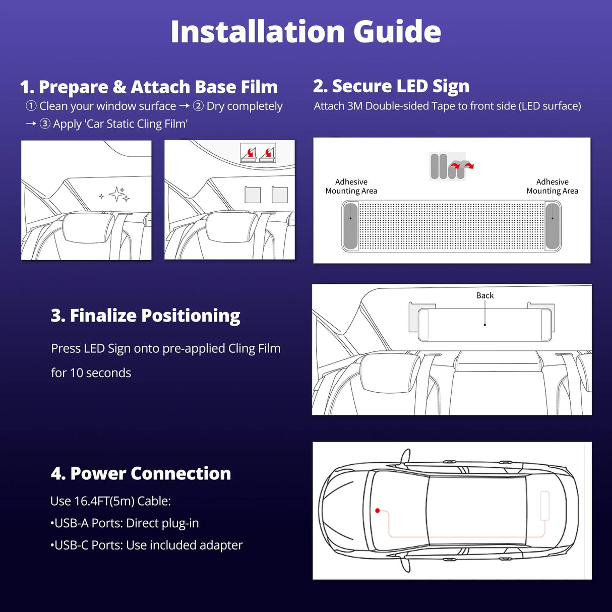 ATOTO CI-VIALD13 Programmable LED Sign – 13.7" x 4" Scrolling Advertising Display, AI Voice Control, Bluetooth App Control, Custom Text & Animation