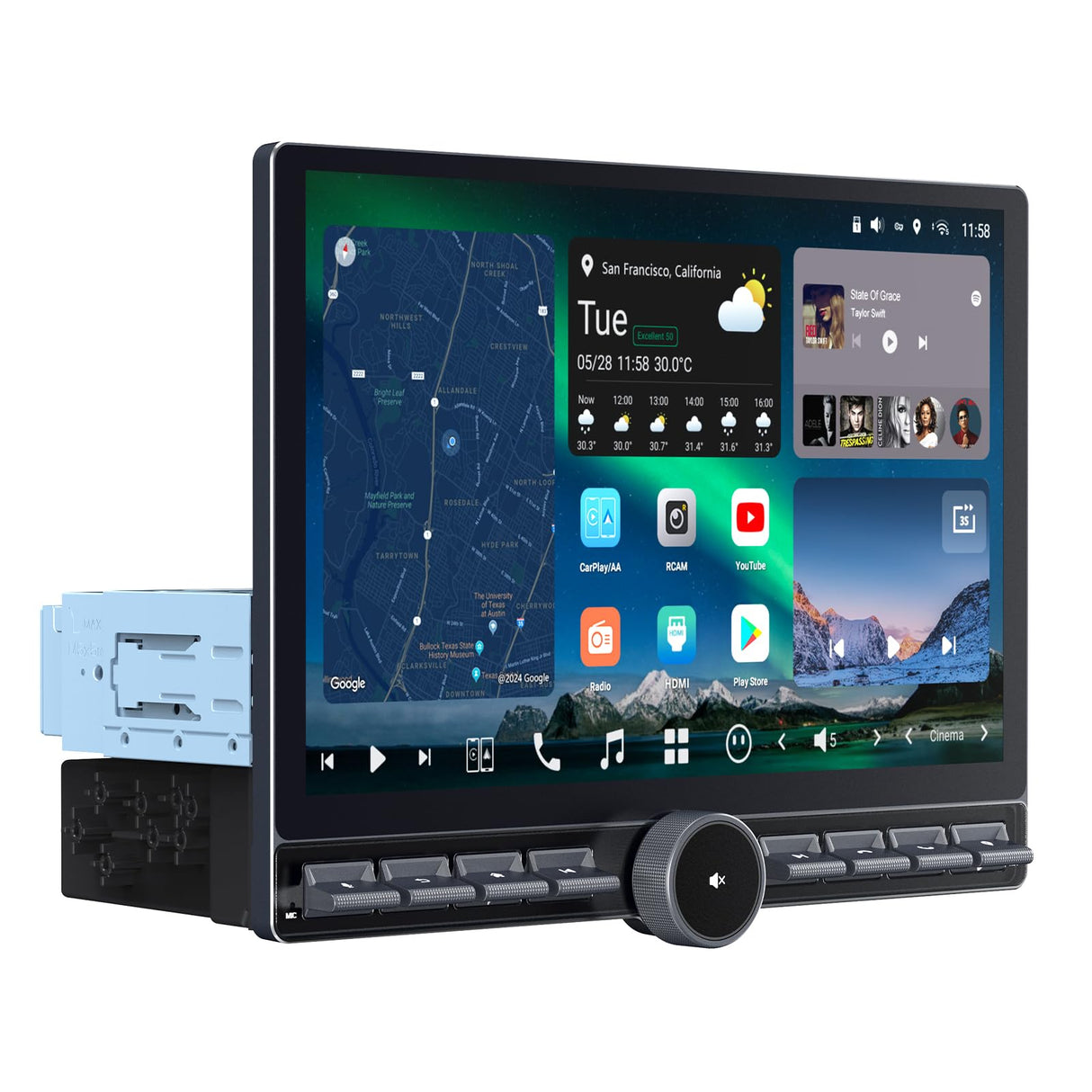 ATOTO X10G129PE 12,95" QLED Autoradio Bluetooth Android (1 Din & 2 Din), 8G+128G, Écran Flexview avec Bouton & Touches, Audio 7.1.2 CH, 4G LTE, EQ 36B, CarPlay & Android Auto sans Fil, HDMI IN